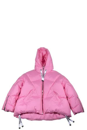 Khrisjoy Kids Logo Drawstring Hooded Puffer Jacket