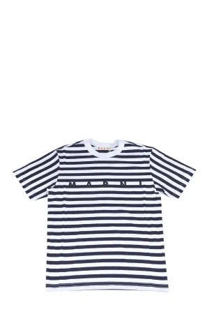 Marni Kids Striped Logo Print T-Shirt