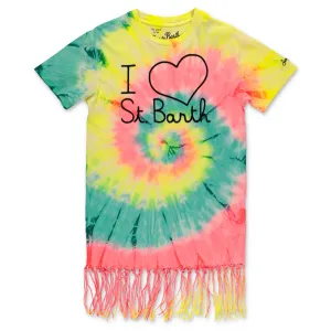 Mc2 Saint Barth Kids Abbey Tie-Dye Fringed T-Shirt Dress