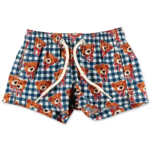 Mc2 Saint Barth Kids Bear Gingham Print Swim Short