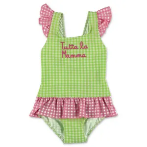 Mc2 Saint Barth Kids Beatrix Gingham Ruffle Swimsuit