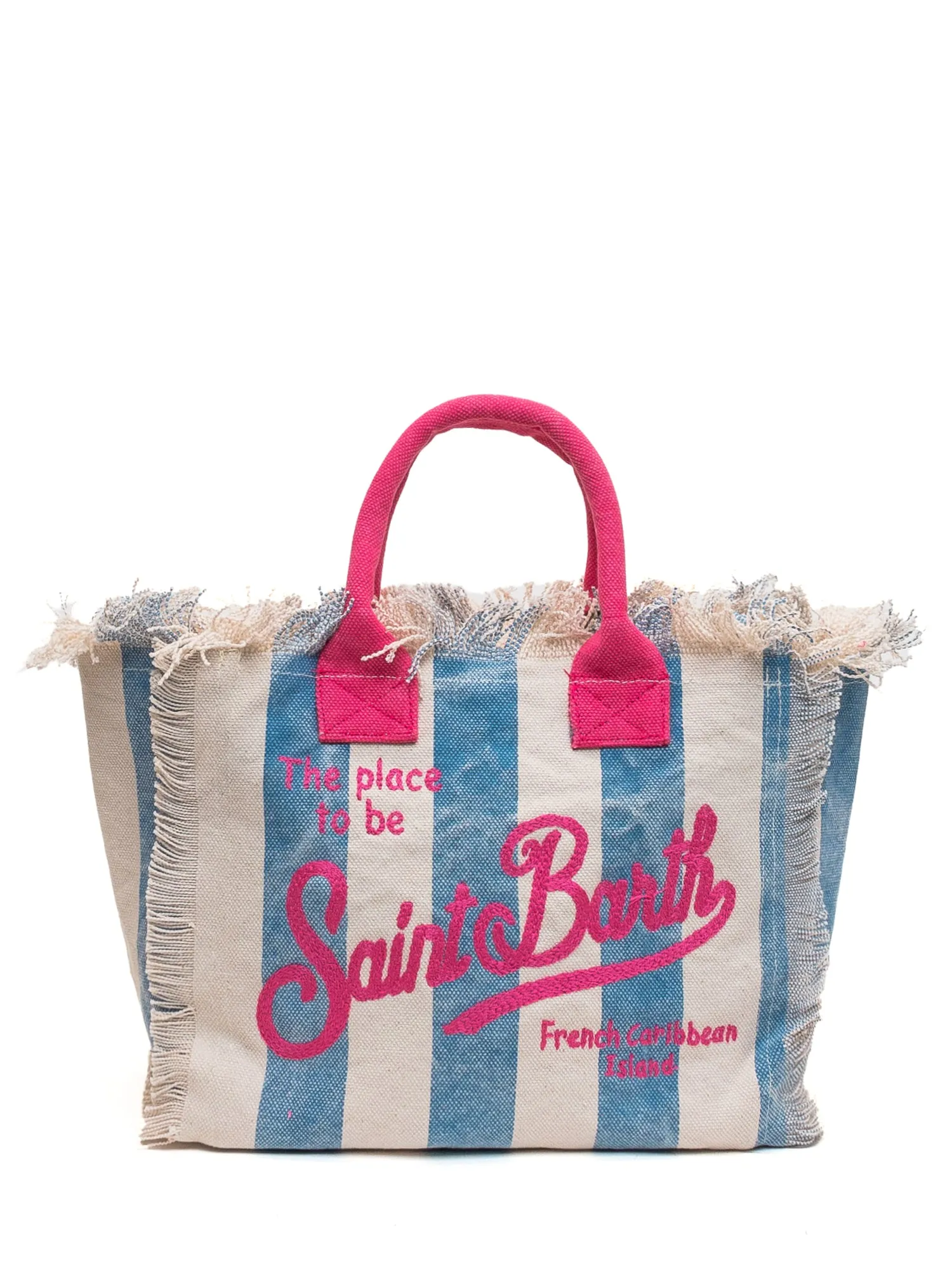 Mc2 Saint Barth Kids Logo Embroidered Striped Beach Bag