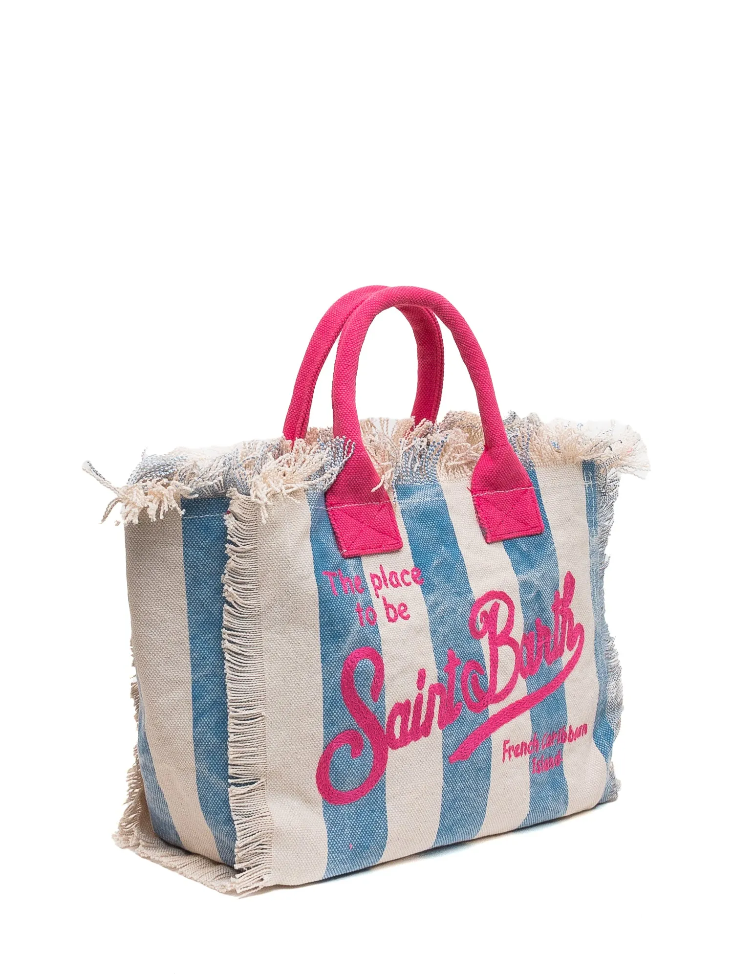 Mc2 Saint Barth Kids Logo Embroidered Striped Beach Bag