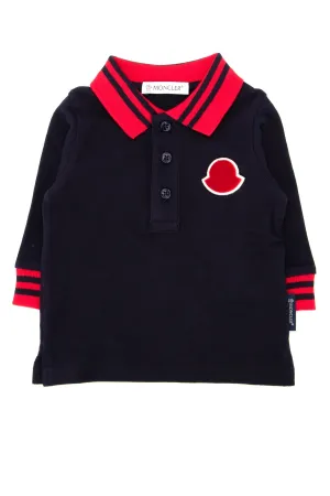 Moncler Enfant Contrast Trim Long-Sleeve Polo Shirt