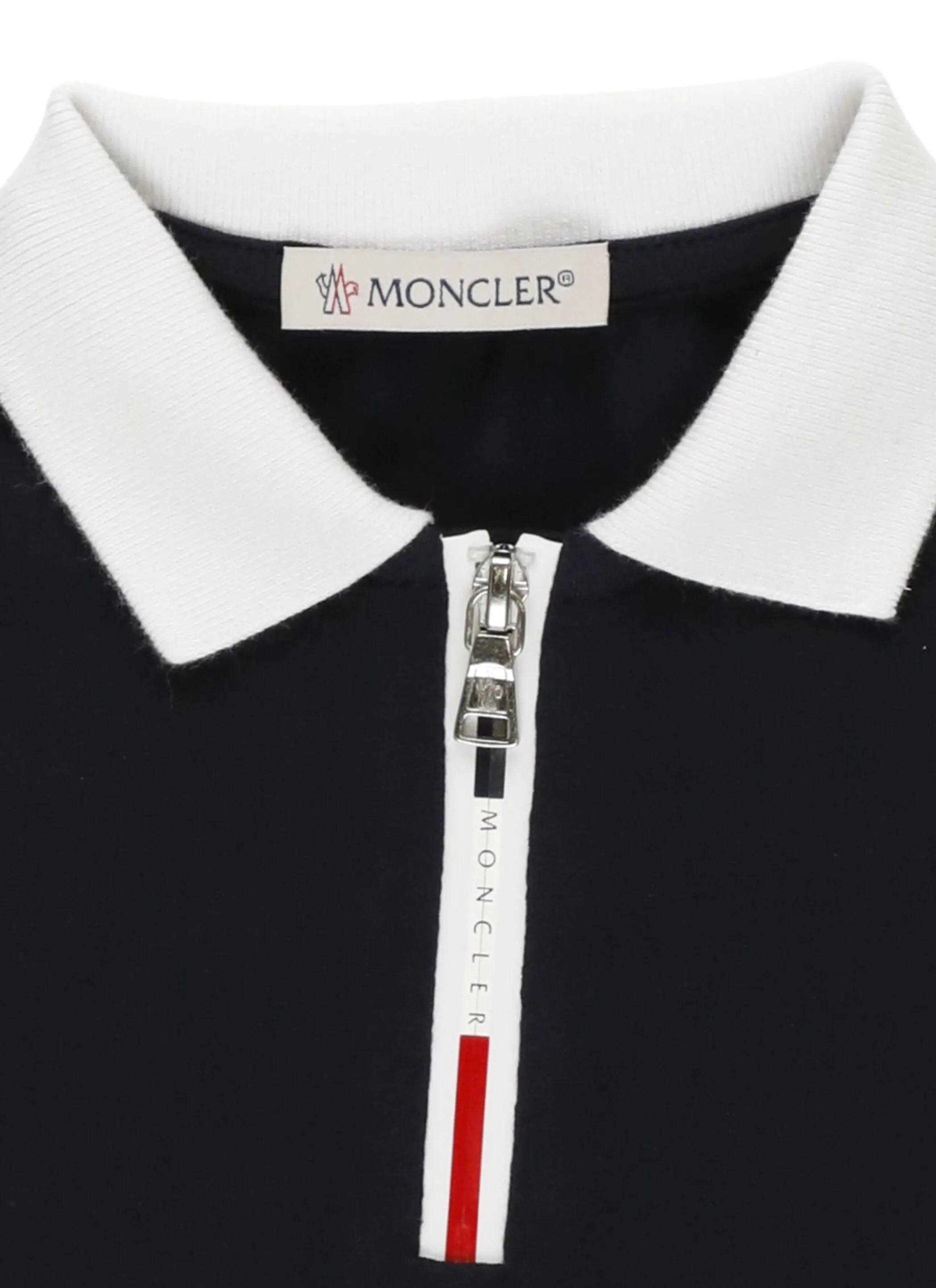 Moncler Enfant Logo Detailed Zipped Polo Shirt