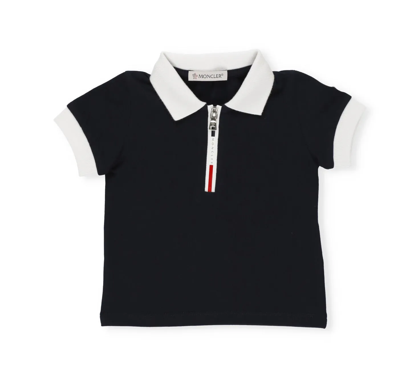 Moncler Enfant Logo Detailed Zipped Polo Shirt
