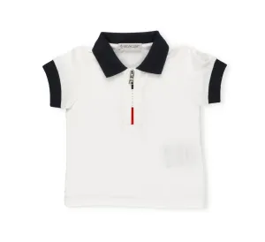 Moncler Enfant Logo Detailed Zipped Polo Shirt