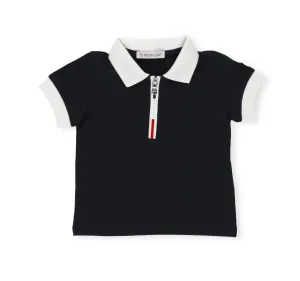 Moncler Enfant Logo Detailed Zipped Polo Shirt