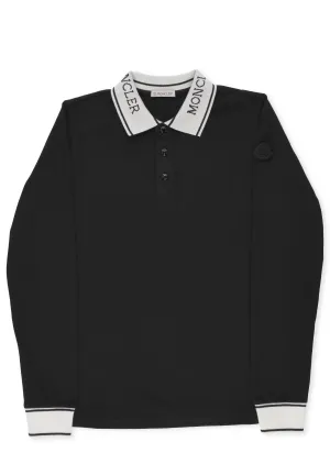 Moncler Enfant Logo Intarsia Polo Shirt