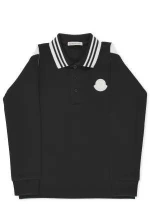 Moncler Enfant Logo Patch Contrast Stripe Polo Shirt