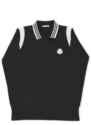 Moncler Enfant Logo Patch Contrast-Stripe Polo Shirt
