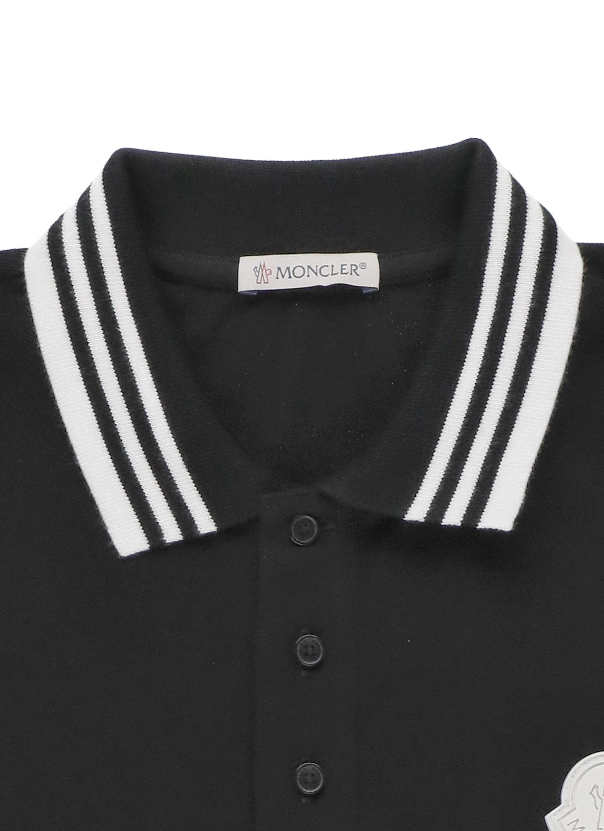 Moncler Enfant Logo Patch Contrast-Stripe Polo Shirt