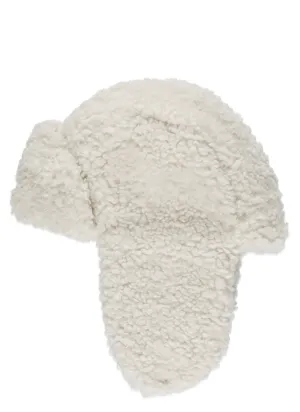 Moncler Enfant Logo Patch Faux Shearling Hat