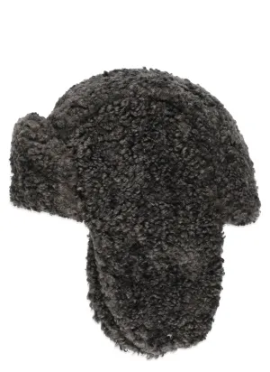 Moncler Enfant Logo Patch Faux Shearling Hat