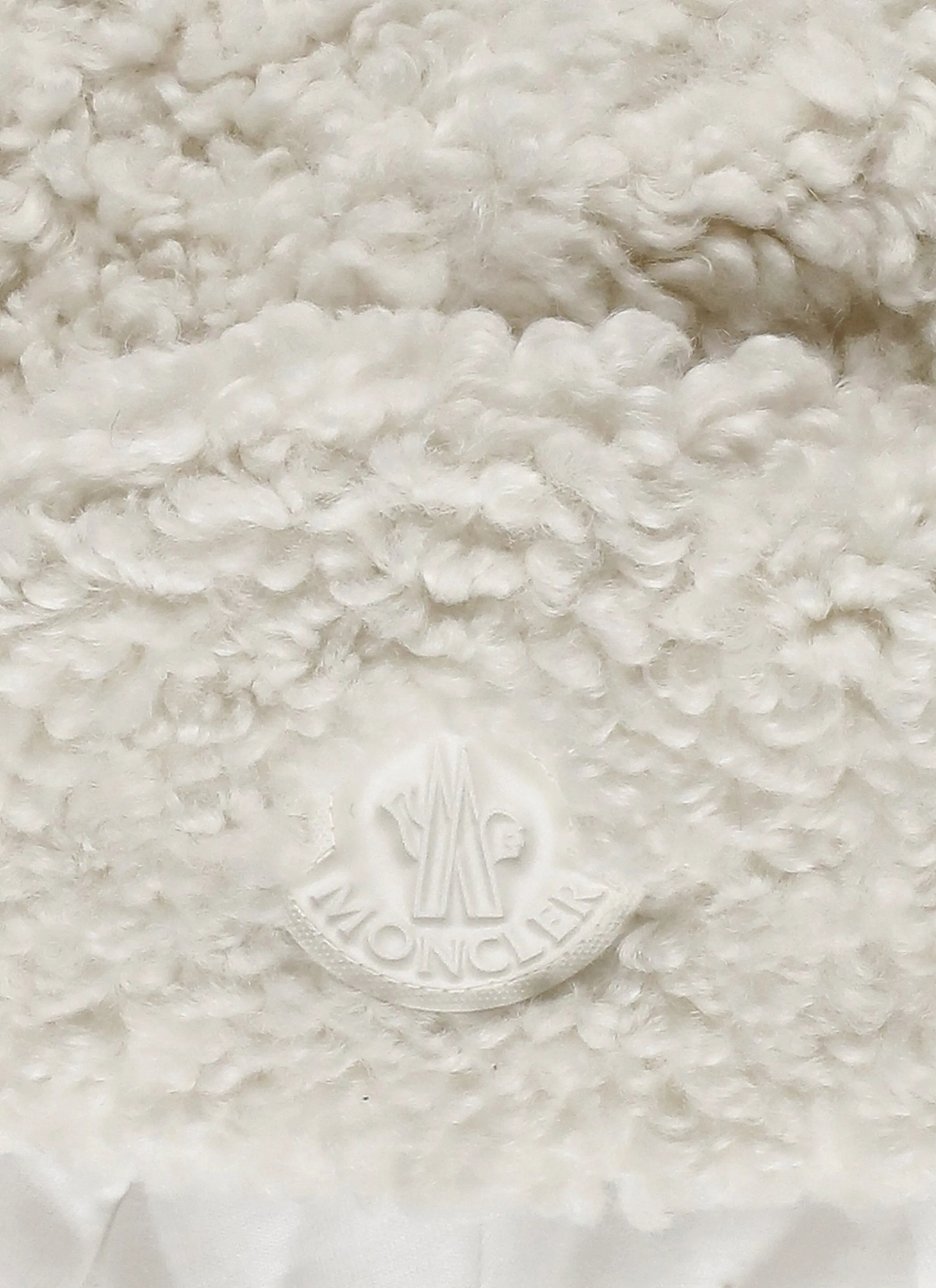 Moncler Enfant Logo Patch Faux Shearling Hat