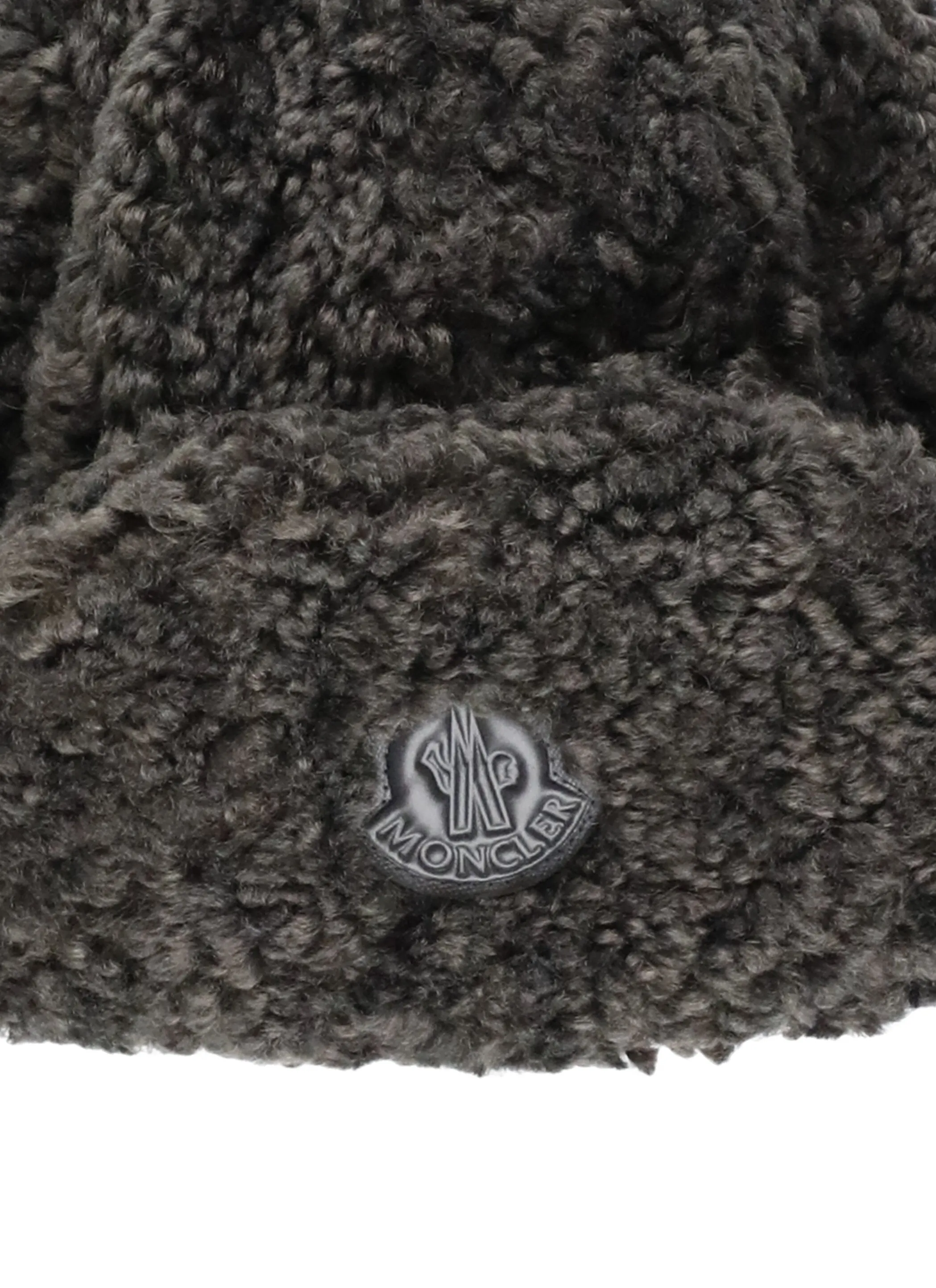 Moncler Enfant Logo Patch Faux Shearling Hat