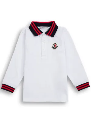 Moncler Enfant Logo Patch Long Sleeve Polo Shirt