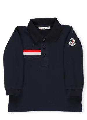 Moncler Enfant Logo Patch Long-Sleeve Polo Shirt