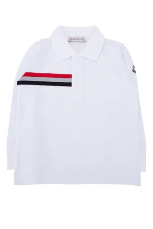 Moncler Enfant Logo Stripe Patched Polo Shirt