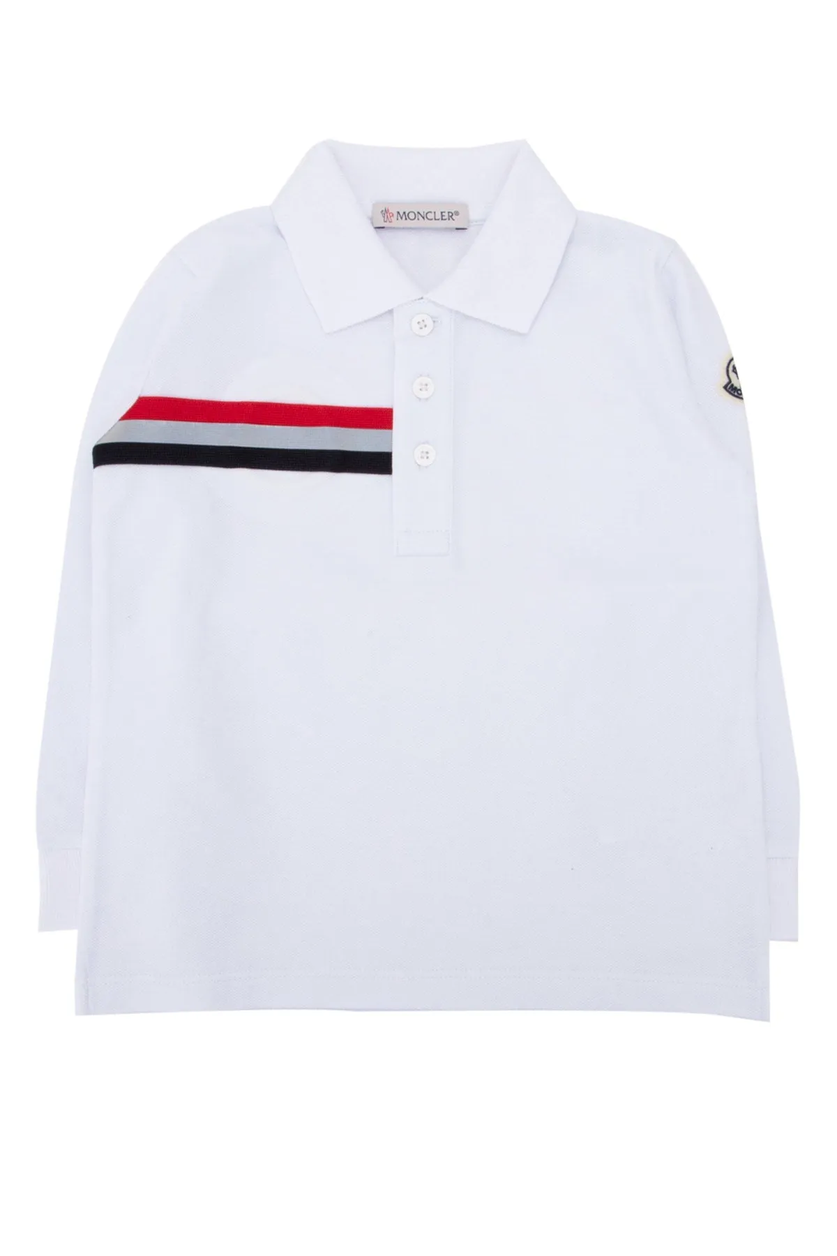 Moncler Enfant Logo Stripe Patched Polo Shirt