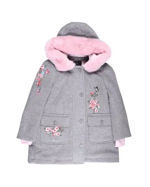 Monnalisa Floral Embroidered Coat