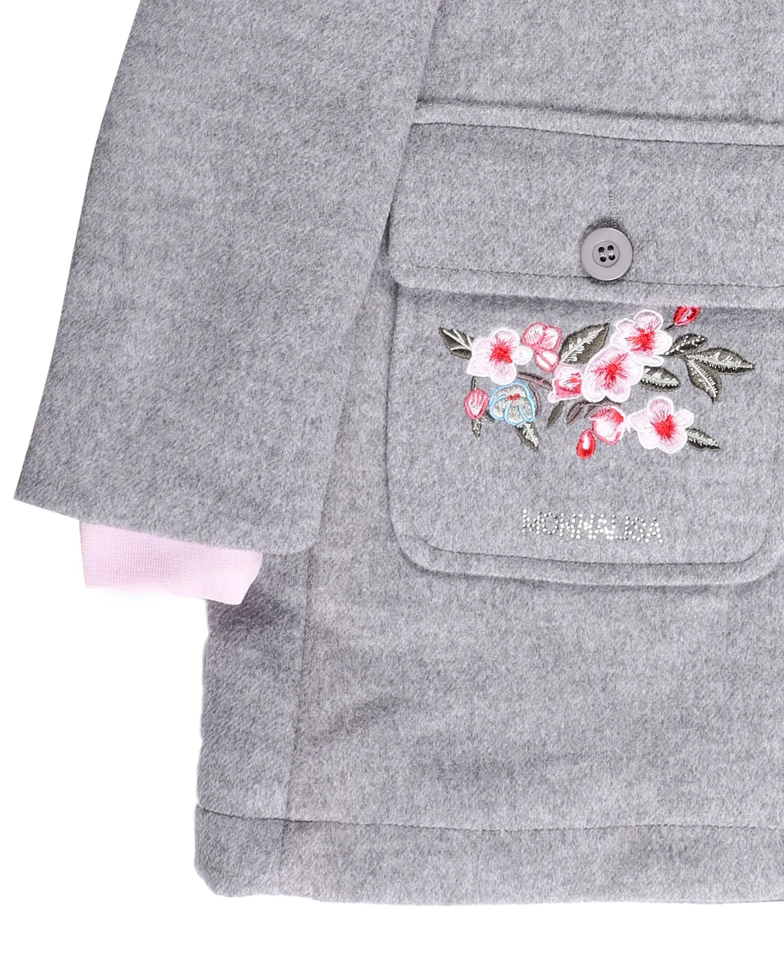 Monnalisa Floral Embroidered Coat
