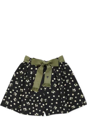 Monnalisa Floral Printed Bow Belt Shorts