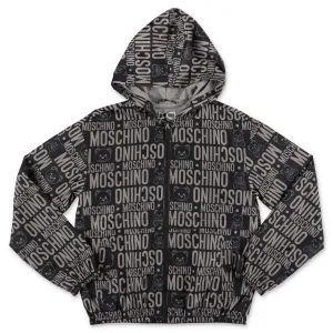 Moschino Kids Allover Logo Printed Hooded Jacket