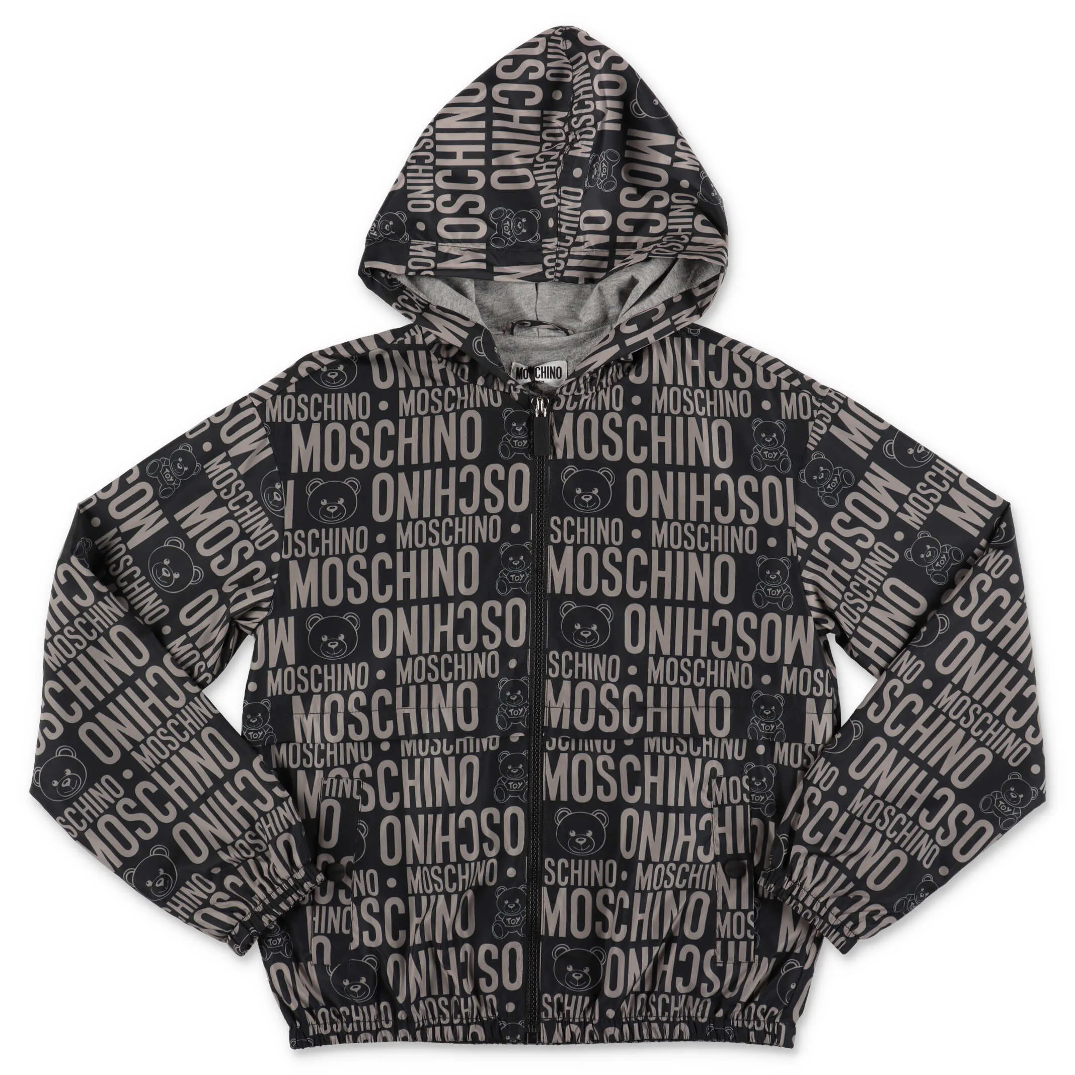 Moschino Kids Allover Logo Printed Hooded Jacket