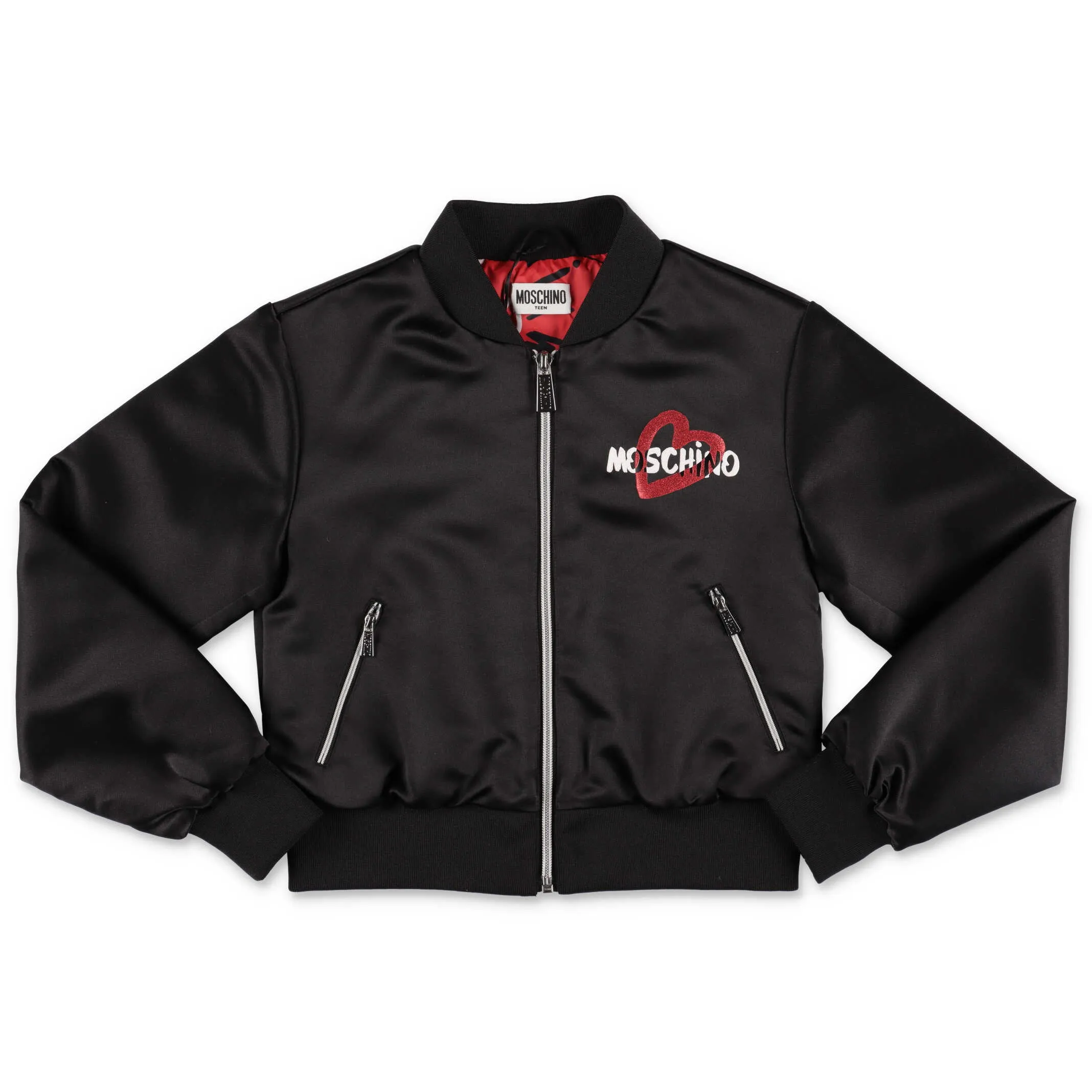 Moschino Kids Logo Heart Printed Bomber Jacket