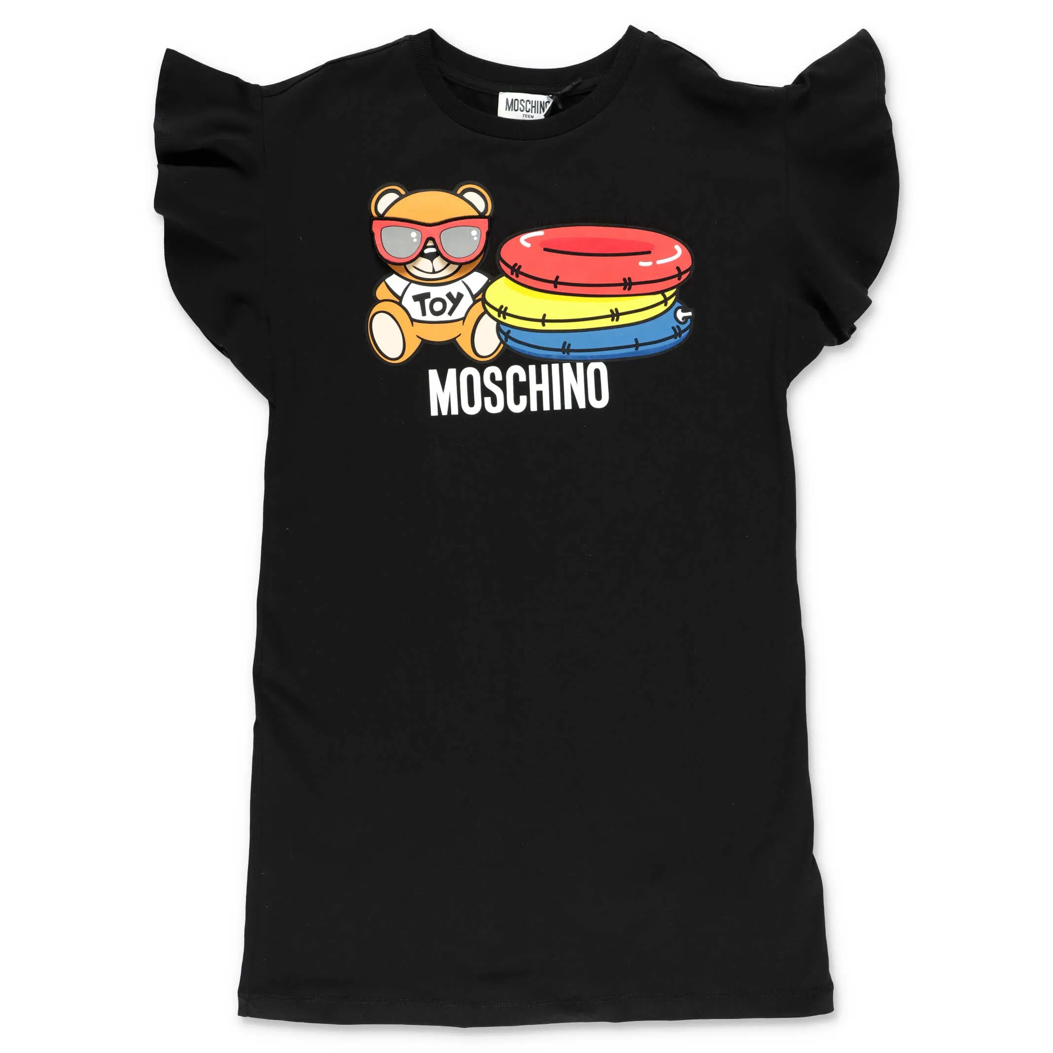 Moschino Kids Logo Print Ruffled T-Shirt Dress