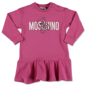 Moschino Kids Logo Printed Long Sleeve Dress