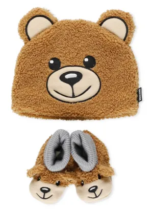 Moschino Kids Teddy Bear Hat And Slippers Set