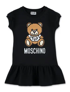 Moschino Kids Teddy Bear Logo Printed Crewneck Dress