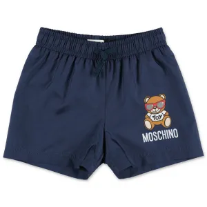 Moschino Kids Teddy Logo Printed Swim Shorts