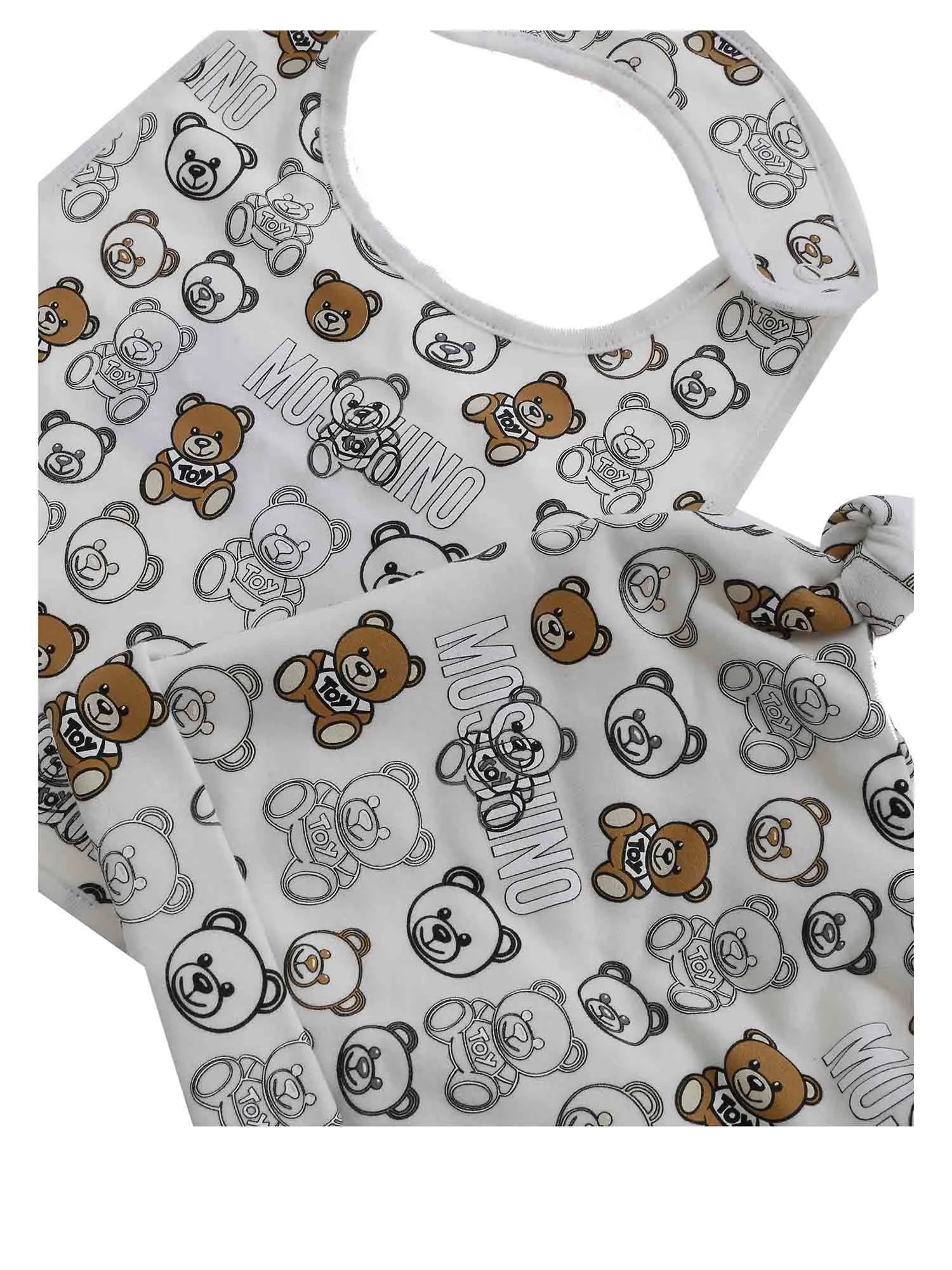 Moschino Kids Teddy Printed Hat And Bib Set