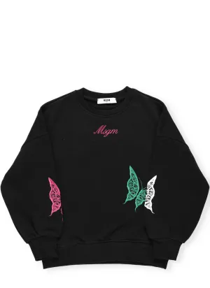 MSGM Kids Butterfly Embroidered Sweatshirt