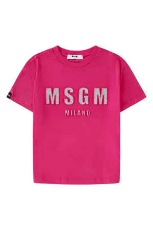 MSGM Kids Embellished Logo T-Shirt