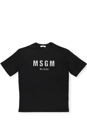 MSGM Kids Glitter Logo T-Shirt