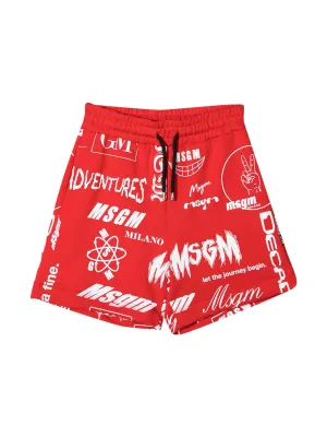 MSGM Kids Logo All-Over Print Shorts