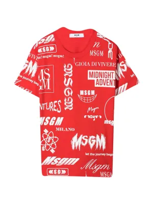 MSGM Kids Logo Allover Print T-Shirt