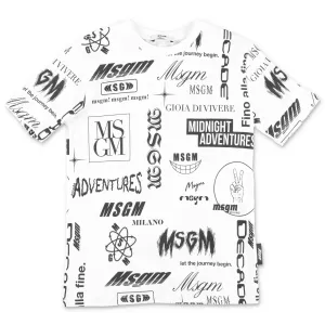 MSGM Kids Logo Allover Print T-Shirt