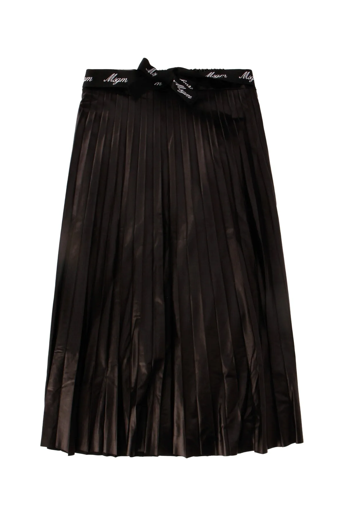 MSGM Kids Logo Belted Pleated Skirt