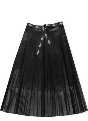 MSGM Kids Logo Belted Pleated Skirt