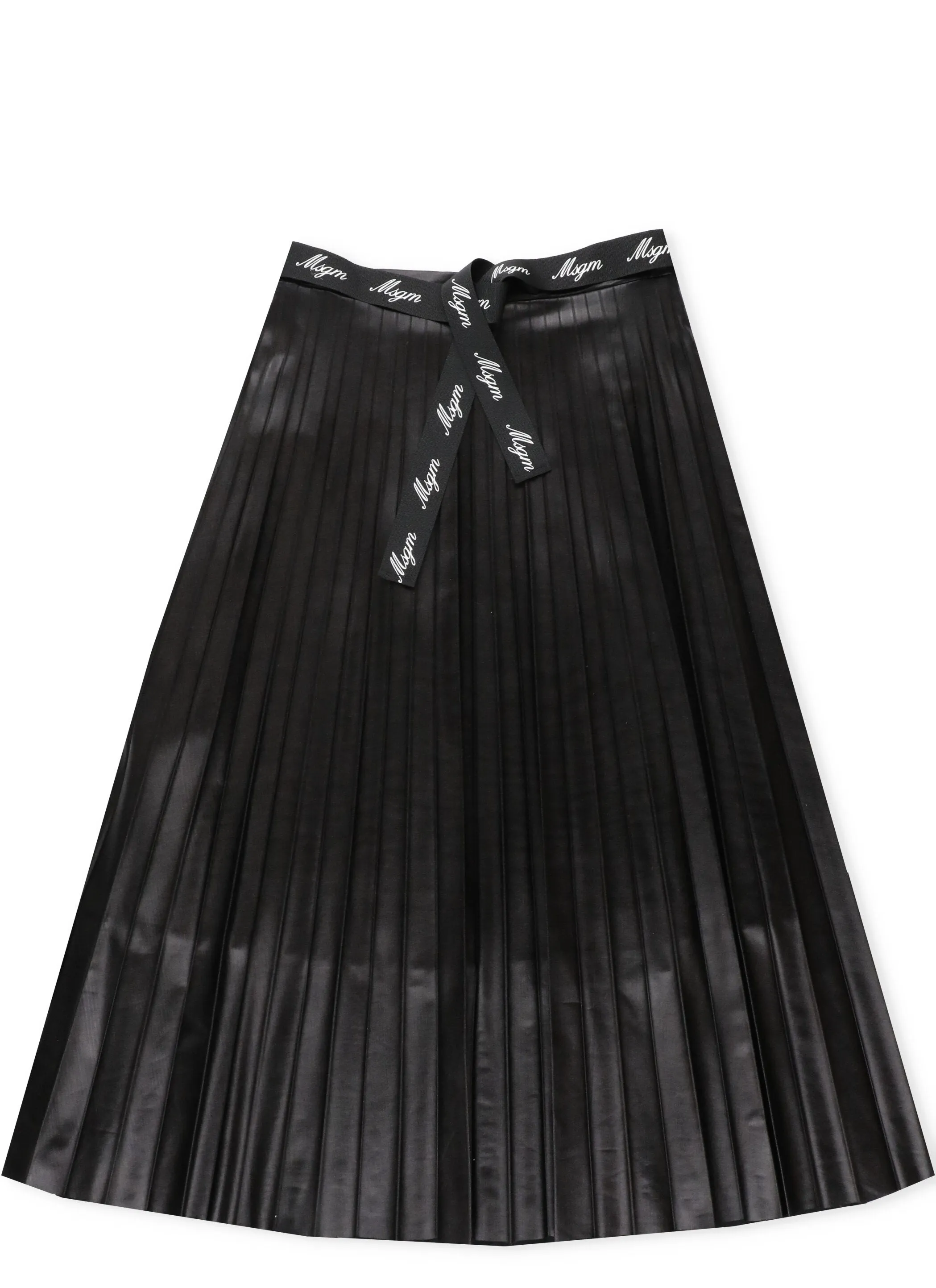MSGM Kids Logo Belted Pleated Skirt