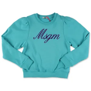 MSGM Kids Logo Detailed Crewneck Sweatshirt