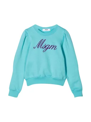 MSGM Kids Logo Detailed Crewneck Sweatshirt