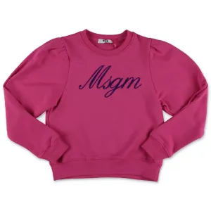 MSGM Kids Logo Detailed Crewneck Sweatshirt