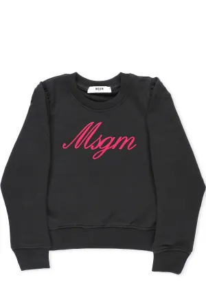 MSGM Kids Logo Detailed Crewneck Sweatshirt