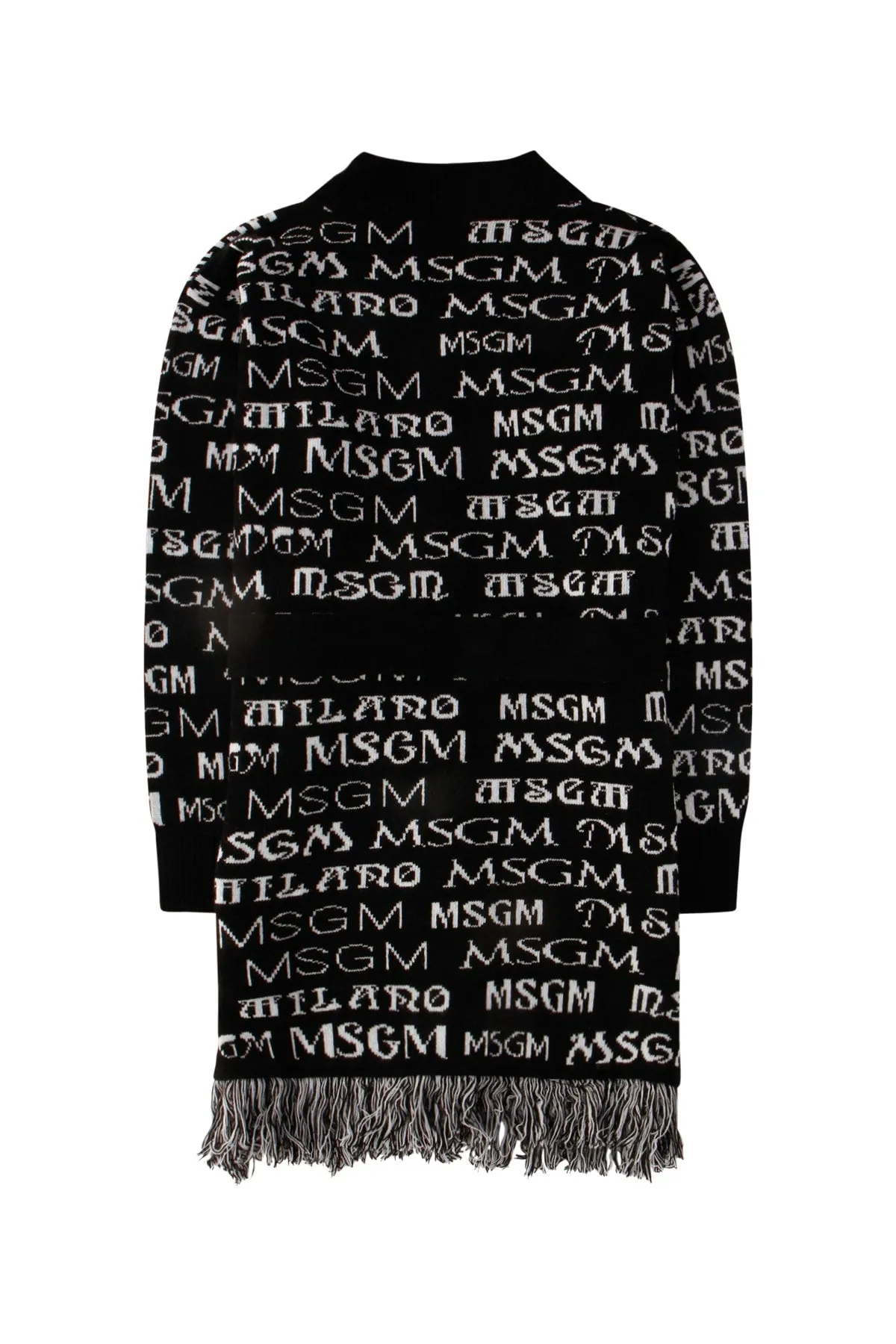 MSGM Kids Logo Intarsia Fringed Cardigan